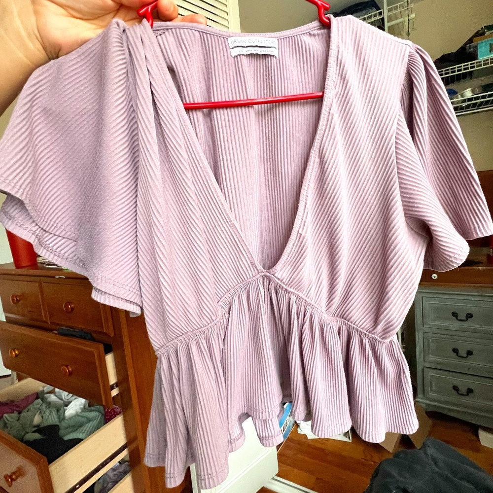 Urban Outfitters Deep V-Neck Cropped Blouse